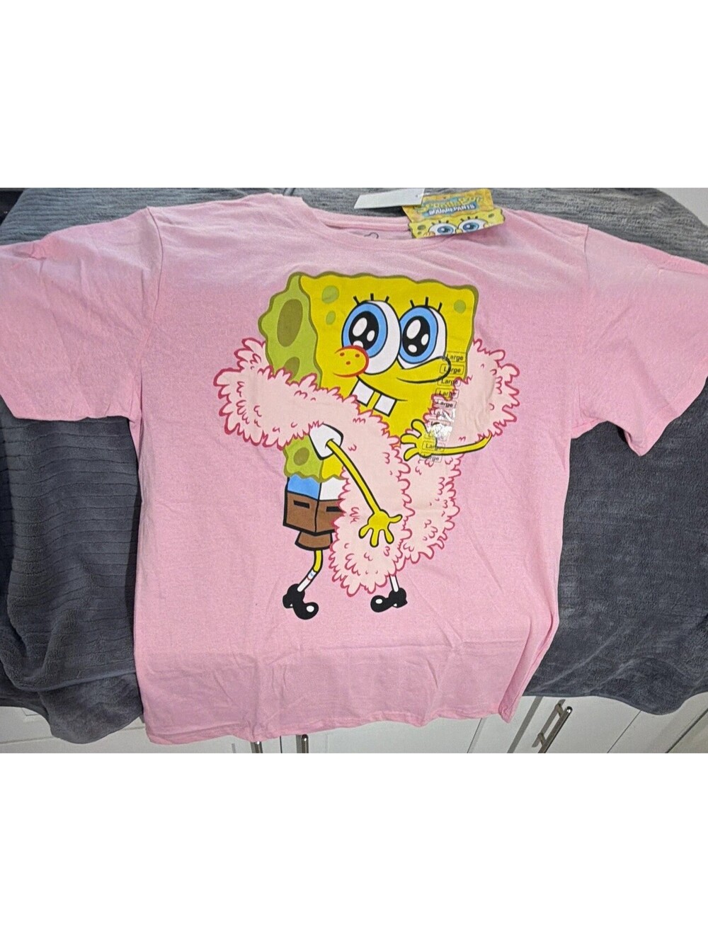 Nickelodeon SpongeBob SquarePants Pink Graphic Crew Neck T-Shirt S, M, L, or XL